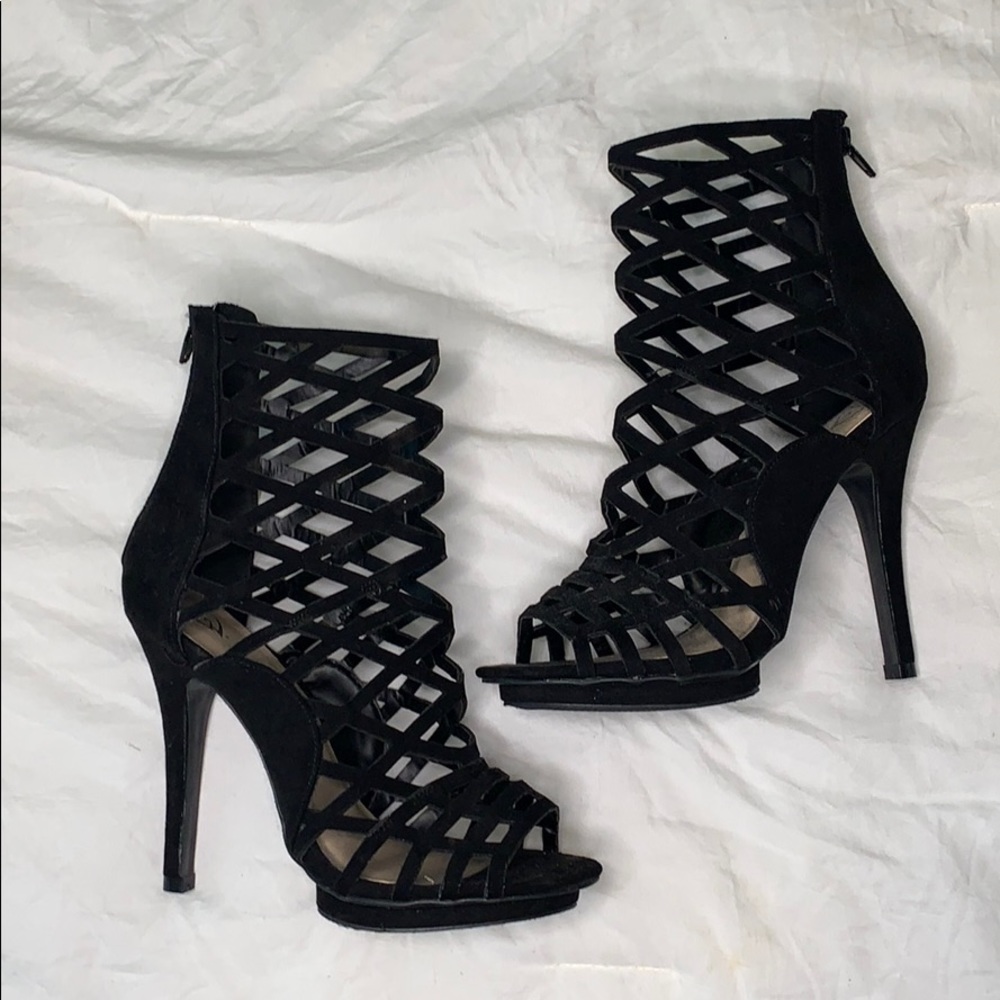 Windsor black lace up heels